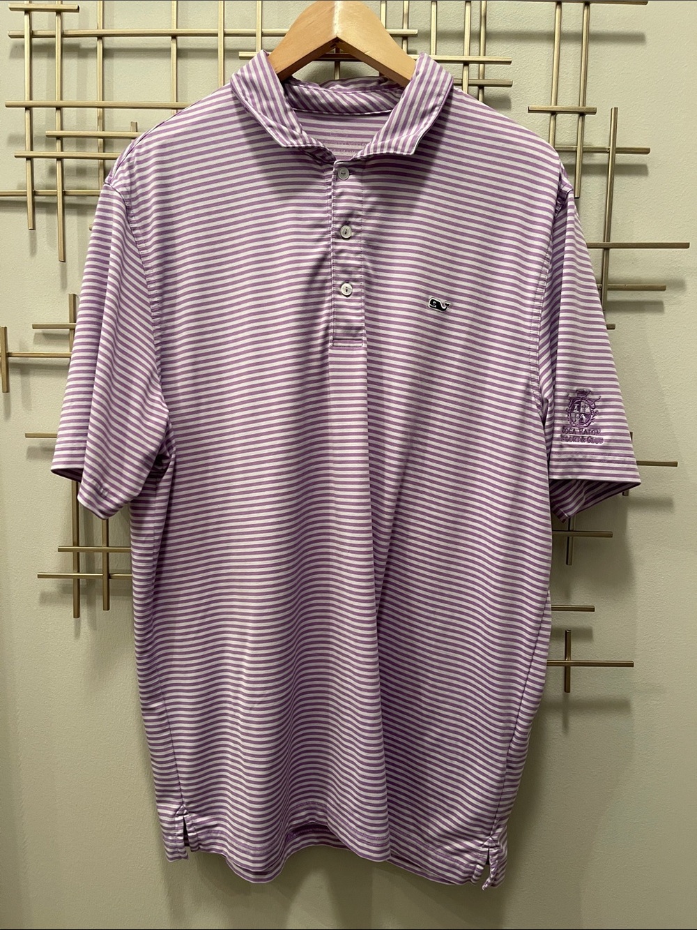 Vineyard Vines Lavender and White Striped Polo